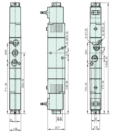 Zwarte Elektromagnetische Pneumatische Cilinderklep 1/8“ Pijp Vijf Bidirectionele Positie