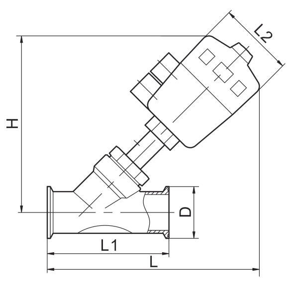 De sanitaire Klep Pneumatische 1/2“ DN15 PN16 0 van Seat van de tri-Klemhoek