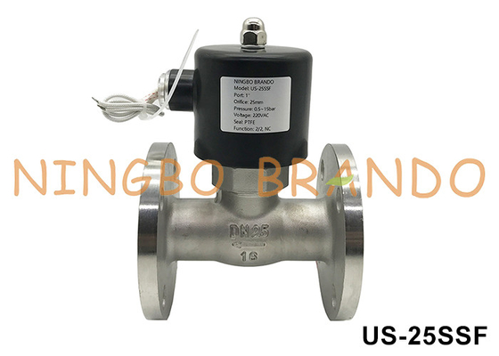 DN25 Flanke Warmwater Stoom roestvrij staal solenoïde klep 1'' 220VAC 24VDC