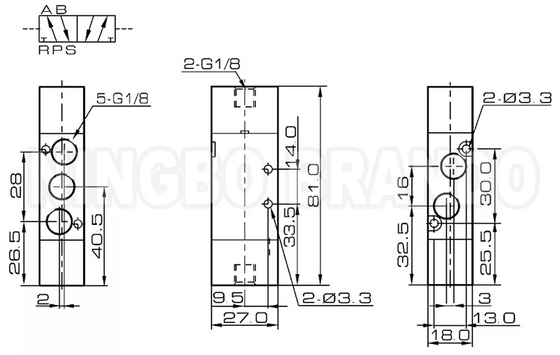 4A120-06 Airtac Type Pneumatic Air Pilot Valve 5/2 Way Double Control