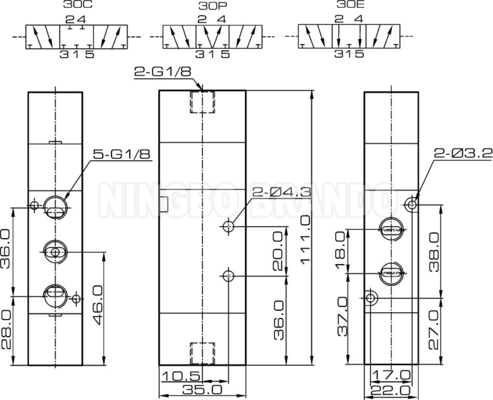 4A230C-06 4A230E-06 4A230P-06 Pneumatische luchtpilootklep 1/8&quot;