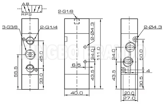 4A320-10 3/8' pneumatische dubbele luchtpilootklep 5/2 weg
