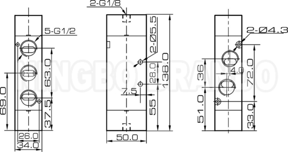 4A420-15 1/2' dubbele luchtpilootklep 5/2 weg pneumatische besturing