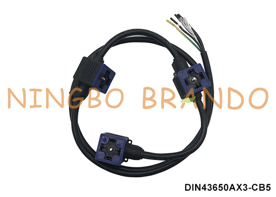 DIN43650A Gevormde kabel Triple Solenoïde Valve Coil Connector met Drie Koppen