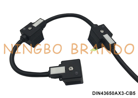 DIN43650A Gevormde kabel Triple Solenoïde Valve Coil Connector met Drie Koppen
