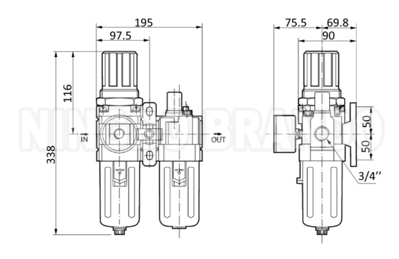 AC5010-06 AC5010-10 SMC-type Pneumatische luchtfiltercombinatie F.R.L.