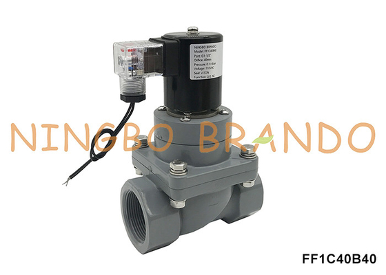 1-1/2' DN40 Corrosiebestrijdende CPVC-solenoïde klep voor chemisch zuur 220V 24V