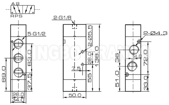4A420-15 1/2' pneumatische luchtpilootklep met aluminiumlijst