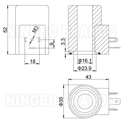 16mm Gat 52mm Hoogte Hydraulische Magneetventiel Spoel 33W 12V 24V