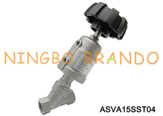 Klep met hoekzitting 1/2'' DN 15 Pneumatisch stoom roestvrij staal met verstelbare handgreep
