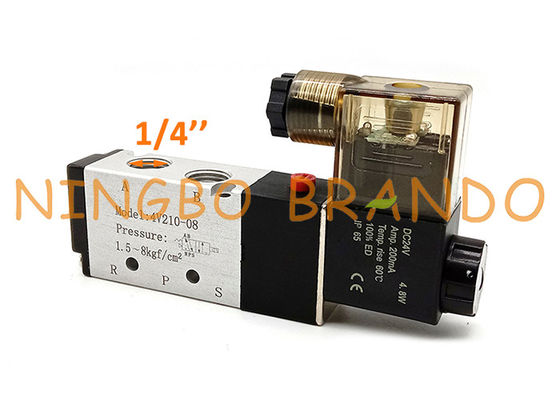 1/4“ 4V210-08 5/2 Klep van de de Luchtcontrole van de Manier de Enige Solenoïde Pneumatische