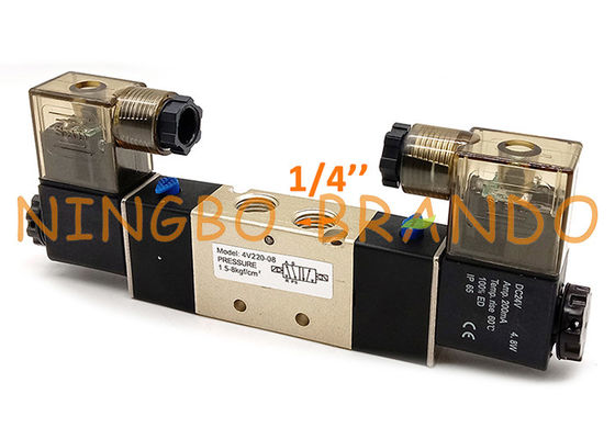 1/4 Duim 4V220-08 5/2 Pneumatische de Solenoïdeklep van de Manier Dubbele Rol