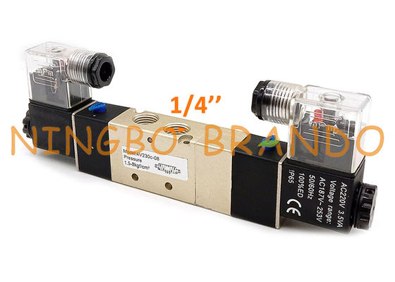 4V230C-08 1/4“ Dubbele Solenoïde 5/3 Manier Gesloten Centrum Pneumatische Klep