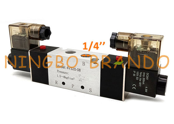 4V320-08 1/4 Duim 5/2 Pneumatische de Solenoïdeklep van de Manier Dubbele Rol