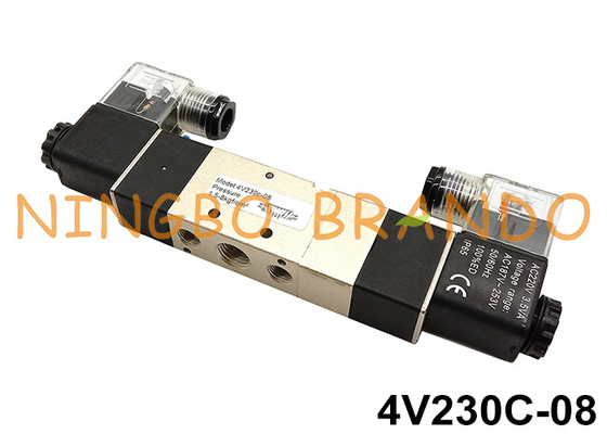 5/3 Manier 1/4“ Pneumatische de Solenoïdeklep 4V230C-08 van de Luchtcontrole