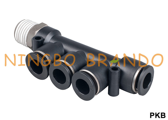 Van de de Tak Plastic Pneumatische Slang van PKB Mannelijke Drievoudige de Montageduw binnen