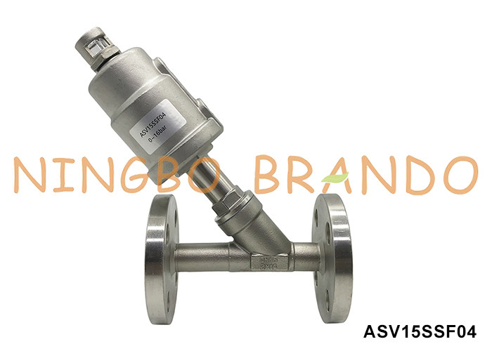 DN15 PN16 Flanged Port Pneumatic Angle Seat Valve Double Acting Normaal gesloten