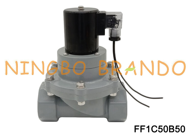 2 '' inch anticorrosieve zoutwaterzure elektrische solenoïde CPVC-klep DN50