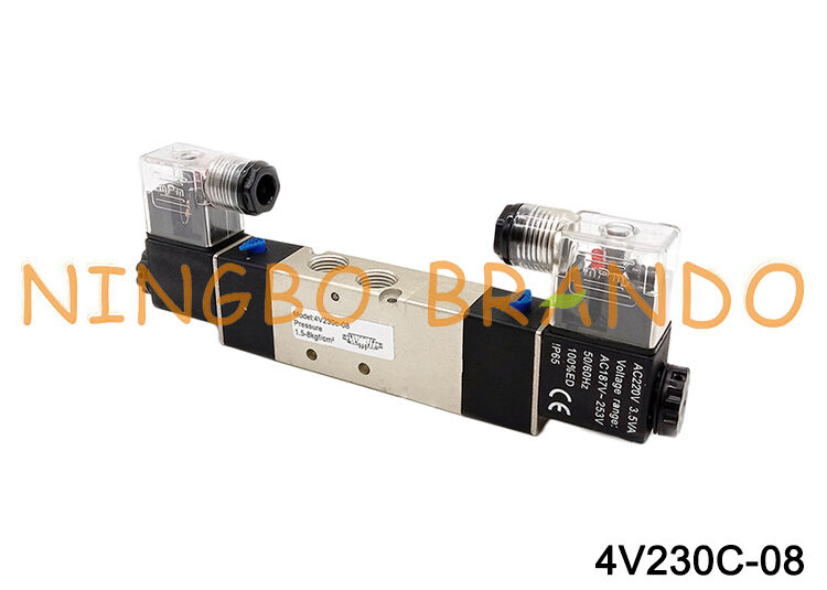 Pneumatische magneetventiel 4V230C-08 12V/24V/110V/220V 5-weg 3-positie