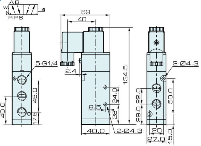 G1/4“ van de Manierairtac van 4V310-08 5/2 het Type Solenoïdeklep