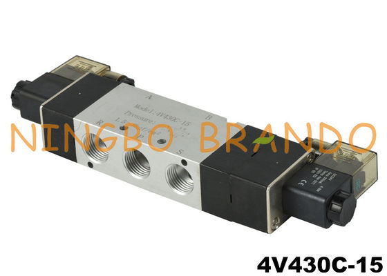 5/3 Weg 1/2'' Pneumatisch Magneetventiel 4V430C-15 24Volt 220Volt