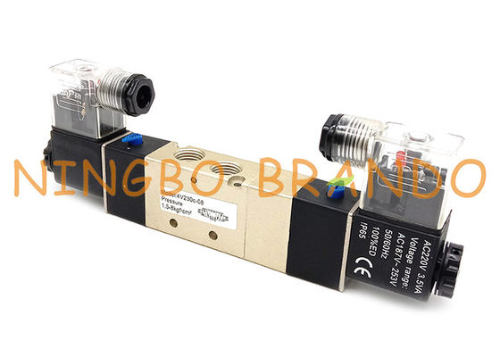 4V230C-08 1/4“ Dubbele Solenoïde 5/3 de Manier Gesloten Klep van de Centrum Pneumatische Solenoïde