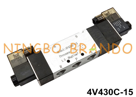 Pneumatische de Solenoïdeklep DC24V AC220V van 4V430C-15 5Ports 3Position